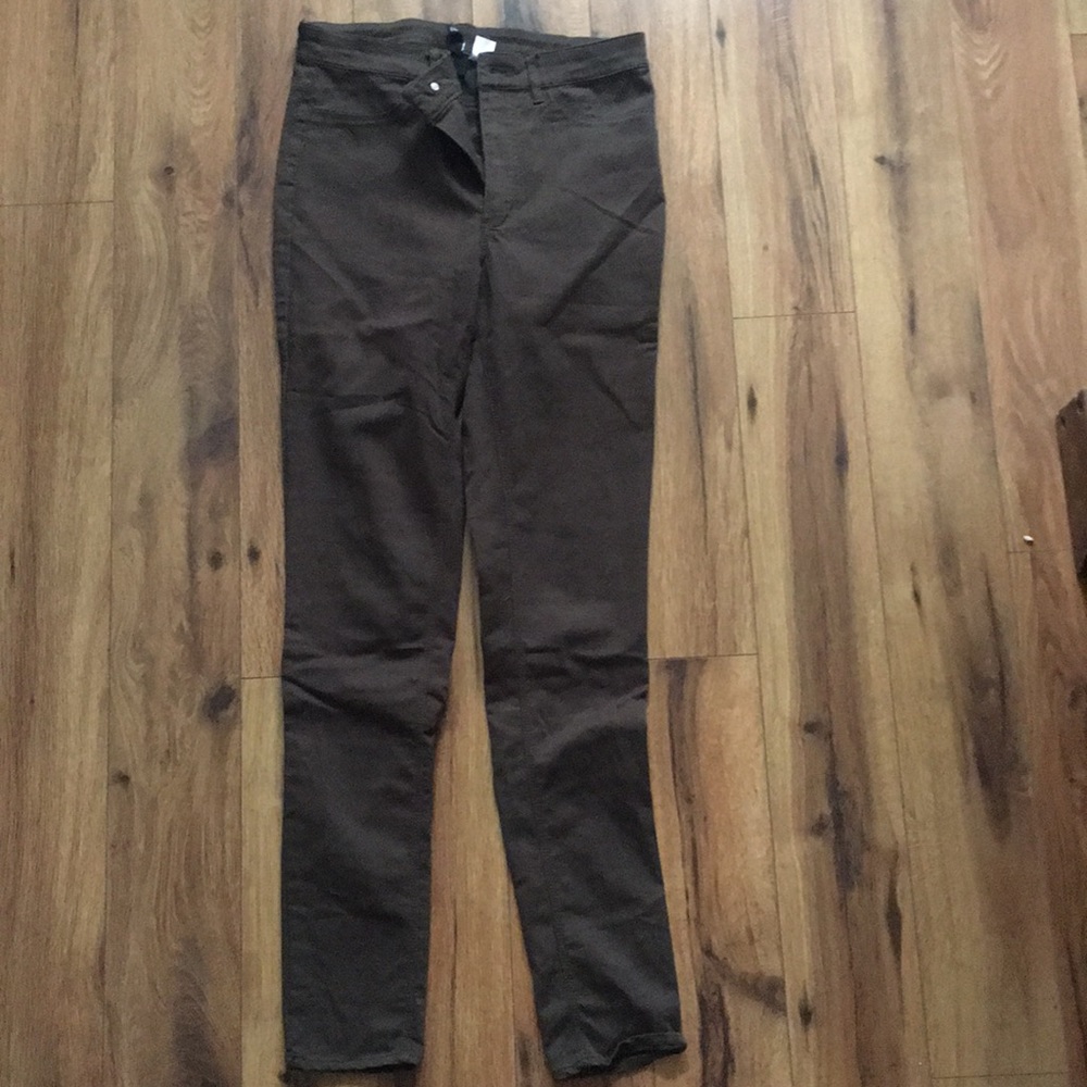 High waist olive green skinny jeans